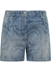 Shorts in Jeans con Motivo Barocco Silhouette - Donna | $store$