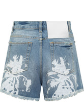 Shorts in Jeans con Stampa Materica - Barrow | $store$