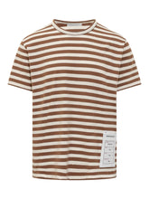 Cotton T-Shirt with Striped Pattern - Amaranto | $store$