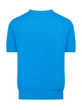 Knitted cotton T-shirt. Round neck. Short sleeves. Collar, hem and ribbed cuffs. - Amaranto | $store$