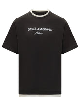 Dolce & Gabbana T-Shirt Nera Logo Ricamato Uomo - Abbigliamento Uomo | $store$