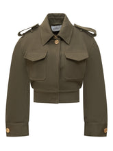 Givenchy Giacca Crop Verde Militare con Bottoni Oro - Abbigliamento Donna | $store$