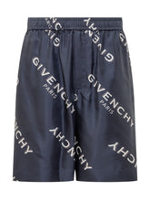Givenchy Shorts Blu in Seta con Logo - Abbigliamento Uomo | $store$
