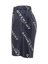 Givenchy Shorts Blu in Seta con Logo - Abbigliamento Uomo | $store$