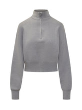 Victoria Beckham Grey Wool Sweater with Zip Collar - COLLEZIONE TEAM EC | $store$
