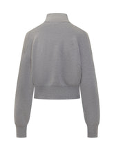 Victoria Beckham Grey Wool Sweater with Zip Collar - COLLEZIONE TEAM EC | $store$