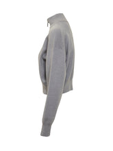 Victoria Beckham Grey Wool Sweater with Zip Collar - COLLEZIONE TEAM EC | $store$
