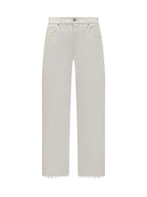 7 For All Mankind White Straight Jeans with Raw Hem - 7 For All Mankind | $store$