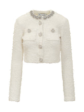 Self-Portrait Giacca Crop in Bouclé Avorio - Abbigliamento Donna | $store$