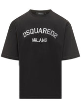 Black Cotton T-Shirt with Dsquared2 Milano Logo - COLLEZIONE TEAM EC | $store$