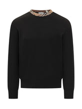 Maglia Girocollo Nera con Dettaglio Check Burberry - Abbigliamento Uomo | $store$