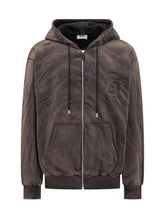 Felpa con Cappuccio Marrone Effetto Vintage GCDS - Abbigliamento Uomo | $store$