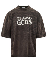 GCDS Brown T-shirt with Ti Amo Print - COLLEZIONE TEAM EC | $store$