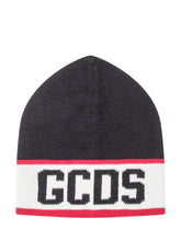GCDS Logo Knit Wool Beanie in Black - COLLEZIONE TEAM EC | $store$
