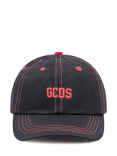 GCDS Black Cap with Red Stitching and Logo - COLLEZIONE TEAM EC | $store$