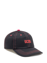 GCDS Black Cap with Red Stitching and Logo - COLLEZIONE TEAM EC | $store$