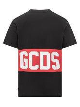 T-shirt Nera con Fascia Rossa Logo GCDS - Abbigliamento Uomo | $store$