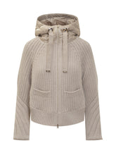 Herno Cardigan con Cappuccio in Maglia e Nylon Beige - Abbigliamento Donna | $store$