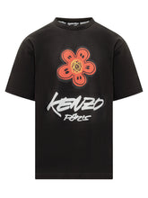 Kenzo T-Shirt Nera con Stampa Floreale e Logo - Abbigliamento Uomo | $store$