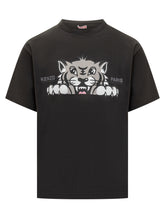 Kenzo T-Shirt Nera con Stampa Tigre Uomo - Abbigliamento Uomo | $store$