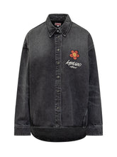 Kenzo Black Denim Shirt with Floral Embroidery - COLLEZIONE TEAM EC | $store$
