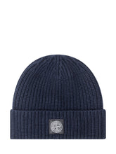 Stone Island Blue Beanie Hat with Logo - COLLEZIONE TEAM EC | $store$