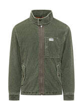 Fay Giacca in Velluto Verde con Collo Alto e Zip - Abbigliamento Uomo | $store$