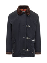 Fay Giacca Blu con Collo in Velluto e Ganci - Abbigliamento Uomo | $store$