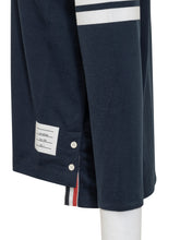 Thom Browne Polo Blu con Colletto Bianco e Righe - Abbigliamento Uomo | $store$