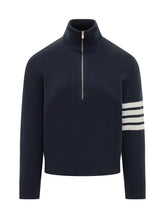 Thom Browne Maglia Blu con Zip e Righe - Abbigliamento Uomo | $store$