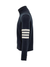 Thom Browne Maglia Blu con Zip e Righe - Abbigliamento Uomo | $store$