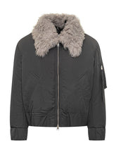 Bomber Ami Alexandre Mattiussi con Collo in Shearling Grigio - Abbigliamento Uomo | $store$