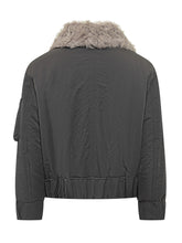 Bomber Ami Alexandre Mattiussi con Collo in Shearling Grigio - Abbigliamento Uomo | $store$