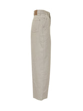 AMI Paris Beige Wide Leg Cotton Pants - Ami Alexandre Mattiussi | $store$