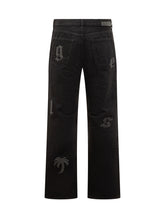 Palm Angels Jeans Con Ricamo Logo Gothic - Abbigliamento Uomo | $store$