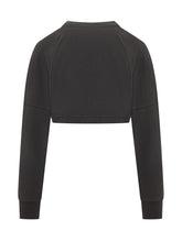 Palm Angels Felpa Crop Nera con Logo Rosa - Abbigliamento Donna | $store$