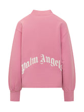 Felpa rosa Palm Angels con logo ricamato - Abbigliamento Donna | $store$