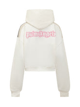 Palm Angels Felpa Bianca con Logo Rosa Ricamato - Abbigliamento Donna | $store$