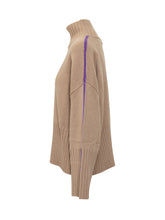 Pinko Barbados Beige Turtleneck Sweater with Purple Stripe - COLLEZIONE TEAM EC | $store$