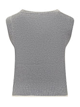 Pinko Grey Knitted V-Neck Vest - COLLEZIONE TEAM EC | $store$