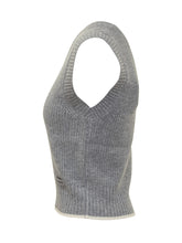 Pinko Grey Knitted V-Neck Vest - COLLEZIONE TEAM EC | $store$