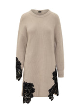 Pinko Beige Knit Dress With Black Lace - COLLEZIONE TEAM EC | $store$