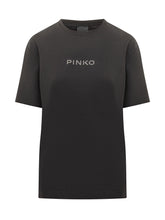 Pinko Women's Black T-Shirt with Rhinestone Logo - COLLEZIONE TEAM EC | $store$