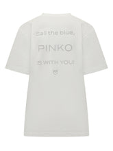 Pinko White T-shirt with Rhinestone Logo - COLLEZIONE TEAM EC | $store$