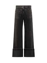 Pinko Jeans Neri a Gamba Larga con Risvolto - Abbigliamento Donna | $store$