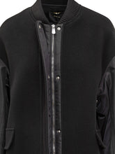 Pinko Black Wool and Nylon Long Bomber Coat - COLLEZIONE TEAM EC | $store$