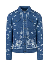 Alanui Cardigan Blu con Motivo Bandana - Abbigliamento Uomo | $store$