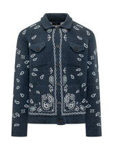 Alanui Cardigan Blu con Motivo Bandana - Abbigliamento Uomo | $store$