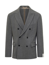 Paolo Pecora Grey Pinstripe Double-Breasted Blazer - COLLEZIONE TEAM EC | $store$