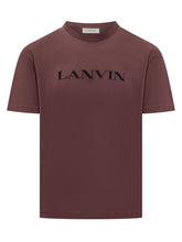 Lanvin Bordeaux Logo Embroidered T-shirt for Men - COLLEZIONE TEAM EC | $store$